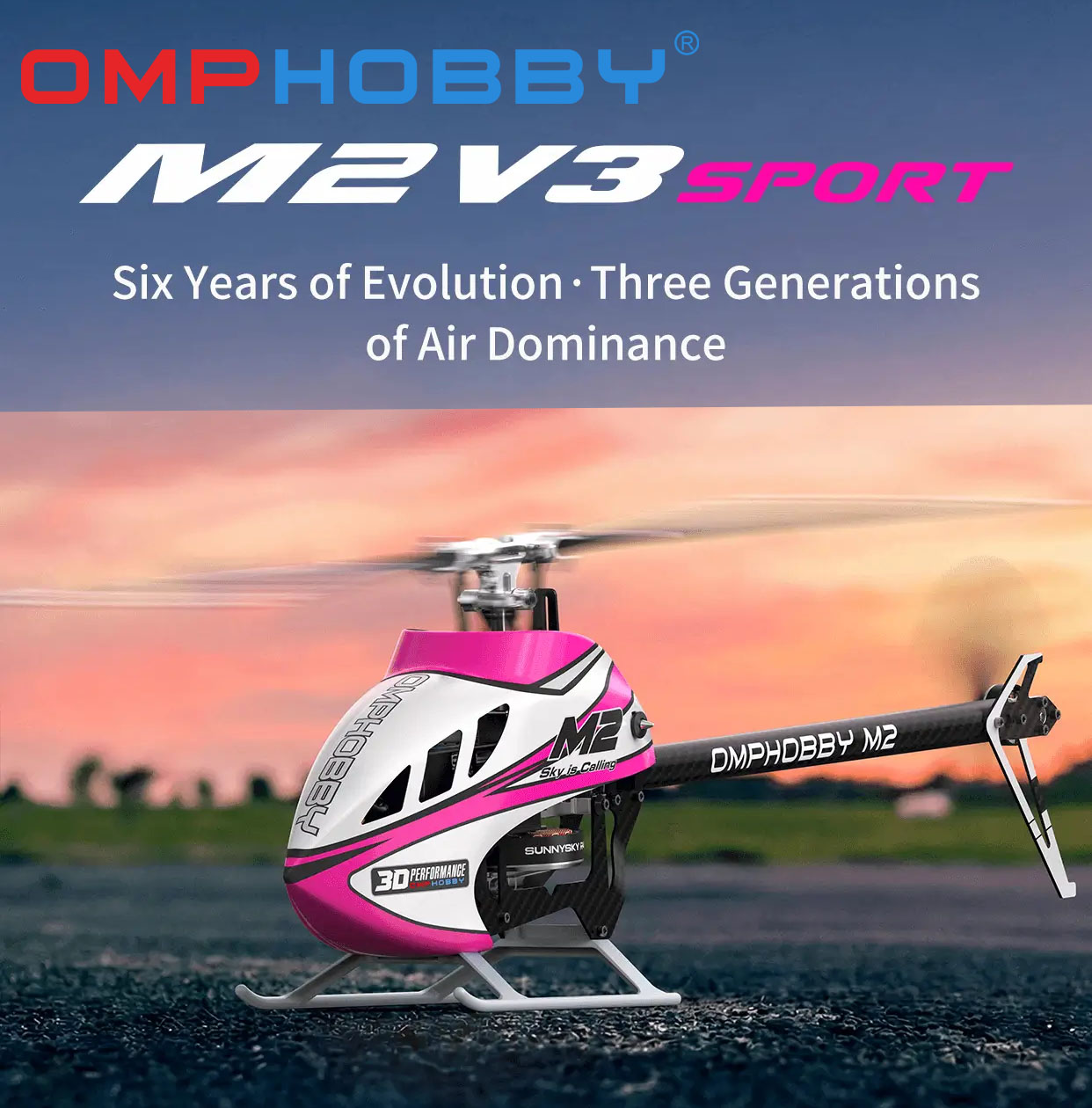 OMP Heli M2 V3 Sport Micro Helicopter Nebula Pink - Imagen 2